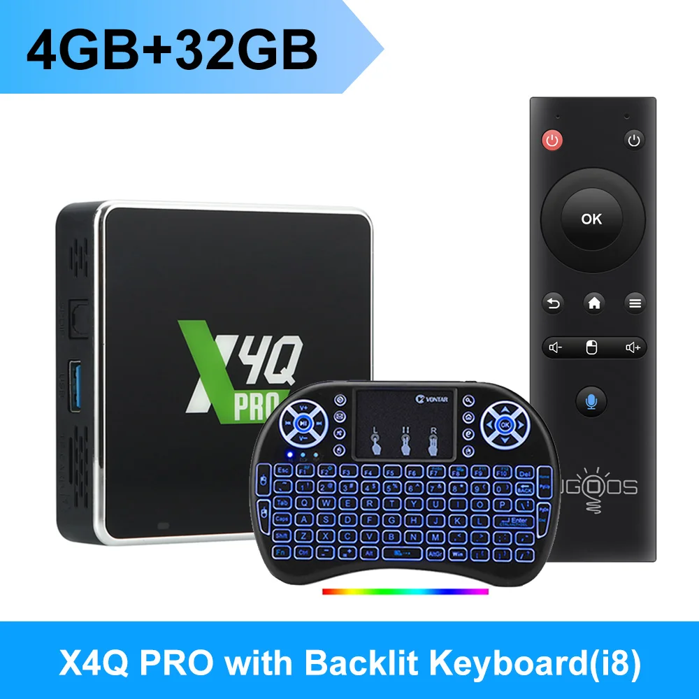 UGOOS X4Q Pro LPDDR4 4GB 32GB TV Box Android 11 Amlogic S905X4 X5M Pro 14 OS 1000M BT 4K Google Voice 2GB 16GB 32GB X4Q Cube Pro