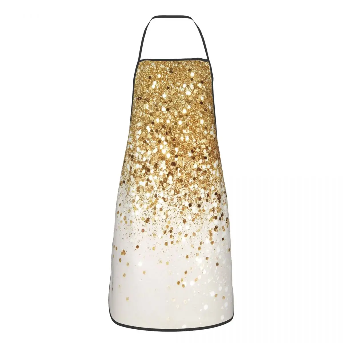 Gold Glam(Glitter) Apron Chef Cooking Cuisine Tablier Waterproof Bib Kitchen Cleaning Pinafore for Women Men Gardening