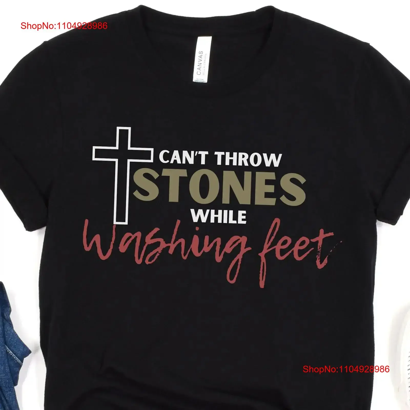 

Женская футболка Can't Throw Stones While Washing Feet, религиозная, христианская, ее, вера Иисуса, он винтажная, универсальная