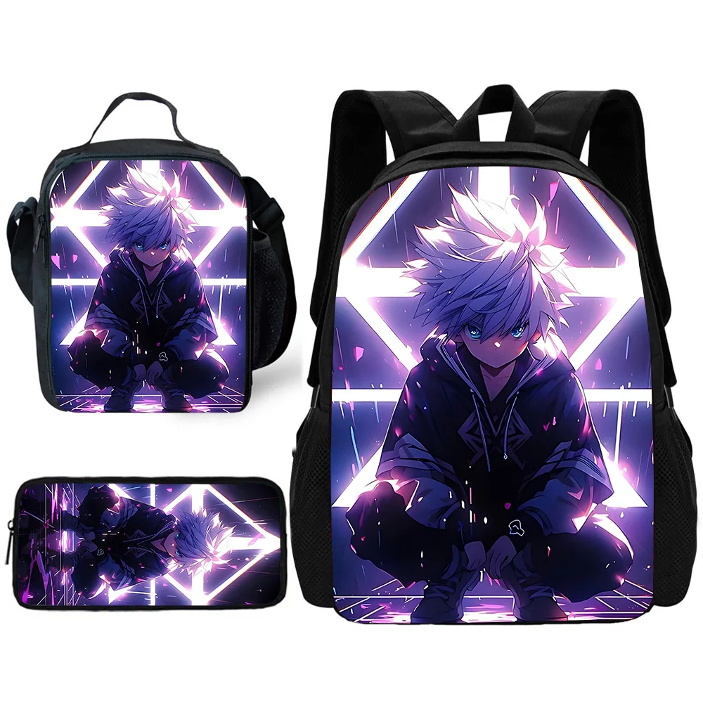 Child Anime Hunter x Hunter School Backpack with Lunch Bags ,Pencil Bags ,School Bags for Boys Girls Best Gift