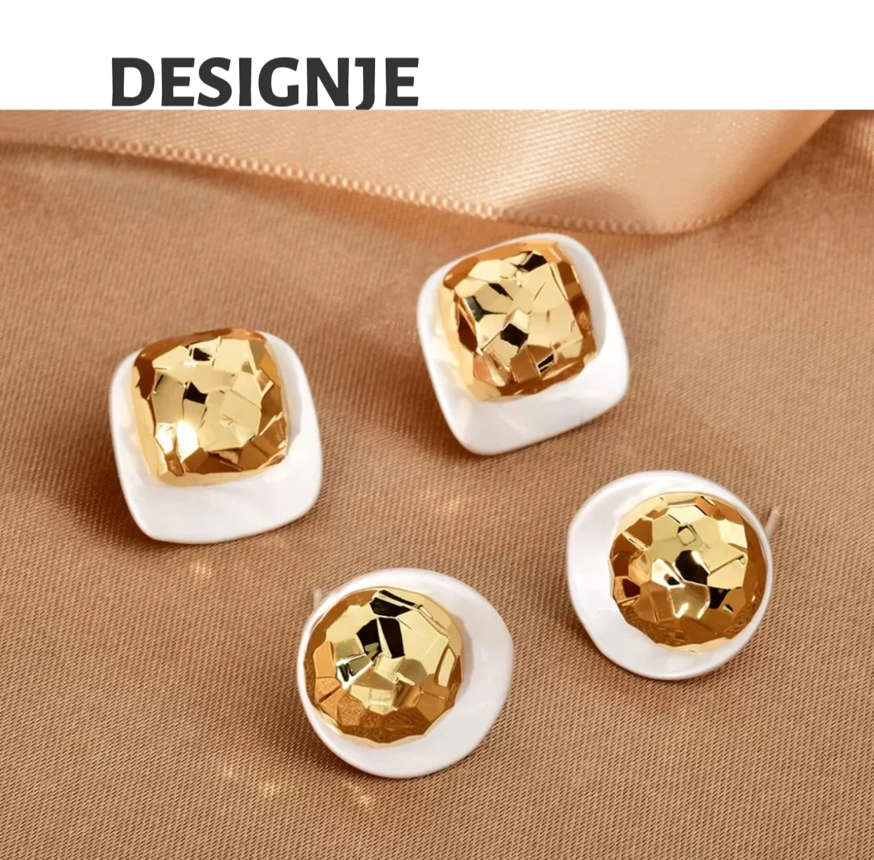 

[Fashion] Simple European and American square color-contrast earrings, luxurious design, simple ice shards, super shiny earrings