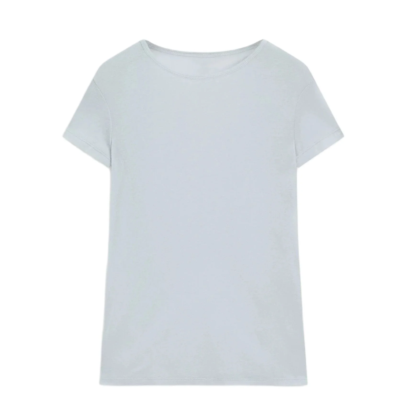 Cos Lris 2024 여성 라운드넥 반팔 티셔츠, 산뜻한 캐주얼, 단색 슬림, 여름