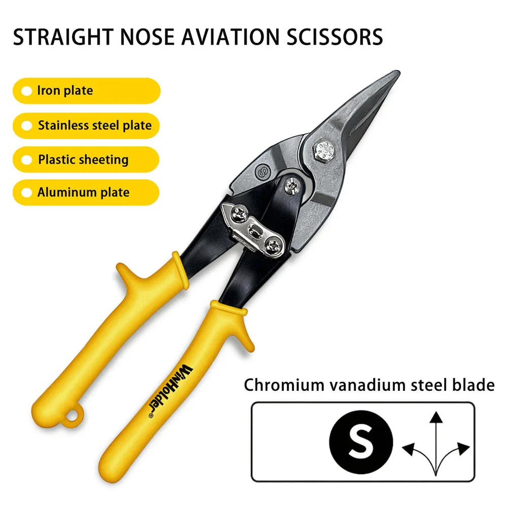 3PCS WinHolder Professional Aviation Tin Snip Set Straight/Left/Right Cutter Sheet Metal Cutter Shear Yellow Hand Tool