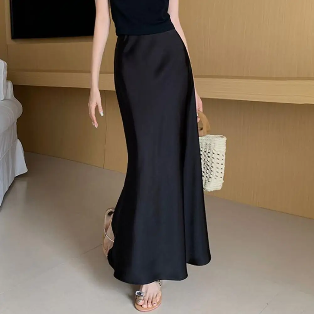 

Элегантные офисные женские юбки 2026 года: атласные юбки с высокой талией, длинные летние черные юбки-рыбки для женщин