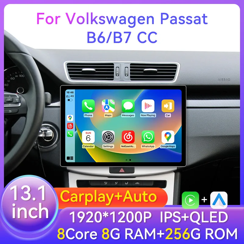 13.1inch 2Din Android Car Stereo Radio For VW Volkswagen Passat B7 B6 CC 2007-2015 Multimedia Player GPS Navigation Carplay Auto