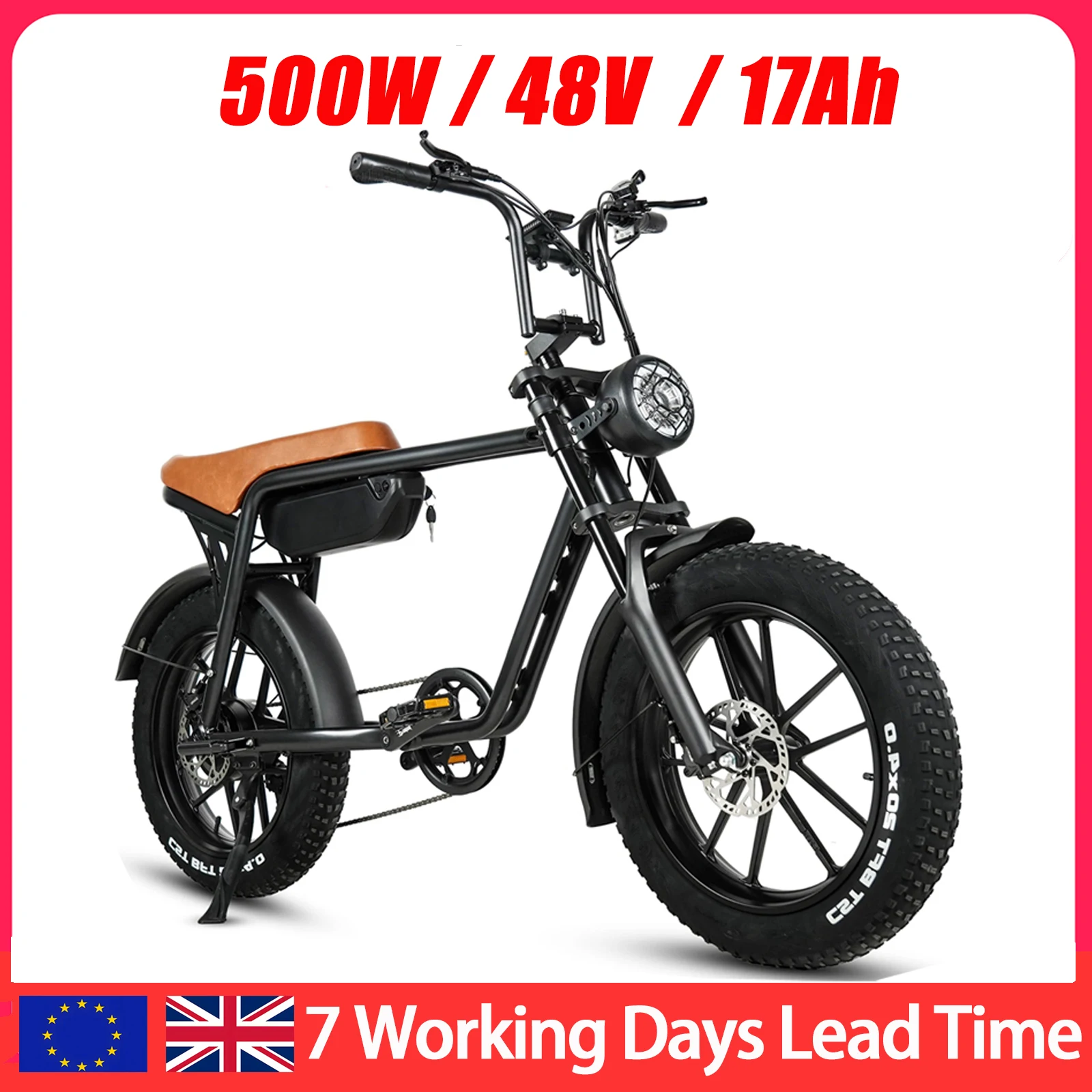 

500W Electric Bike for Adults Peak EBike Miles 48V 17AH Mountain 20‘’Fatbike Electric Bicycle With Hydraulic Brake Mountainebike