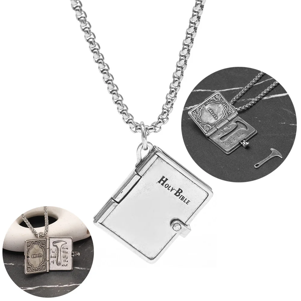 

The Shawshank Redemption Can Open Pendant Necklace Retro Design Personality Trend Sweater Chain for Men and Women Jewelry Gift