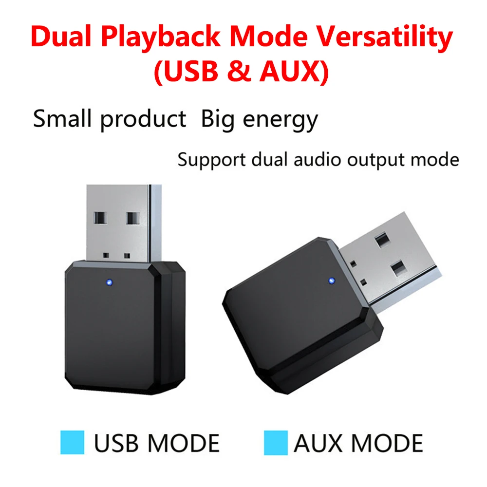 BT 5.1 Wireless Stereo Audio Adapter 10M Range Receiver with Built-in Mic for Old Speaker Car AUX System