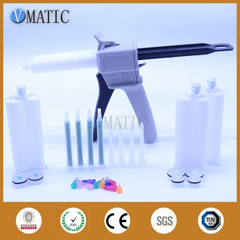 Free Shipping Ab Glue Cartridge 2:1 1:1 50cc 50ml Manual Dispense Gun With Static Mixer Mixing Nozzle