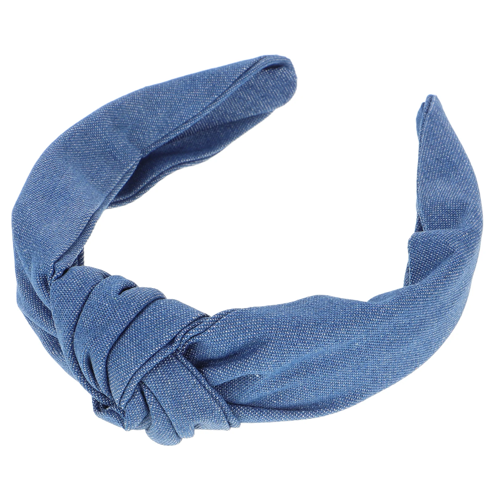 

Blue Denim Knotted Headband Wide Jean Top Knot Non Slip Elastic Hair Accessory for Women Girls Stylish Hairbands