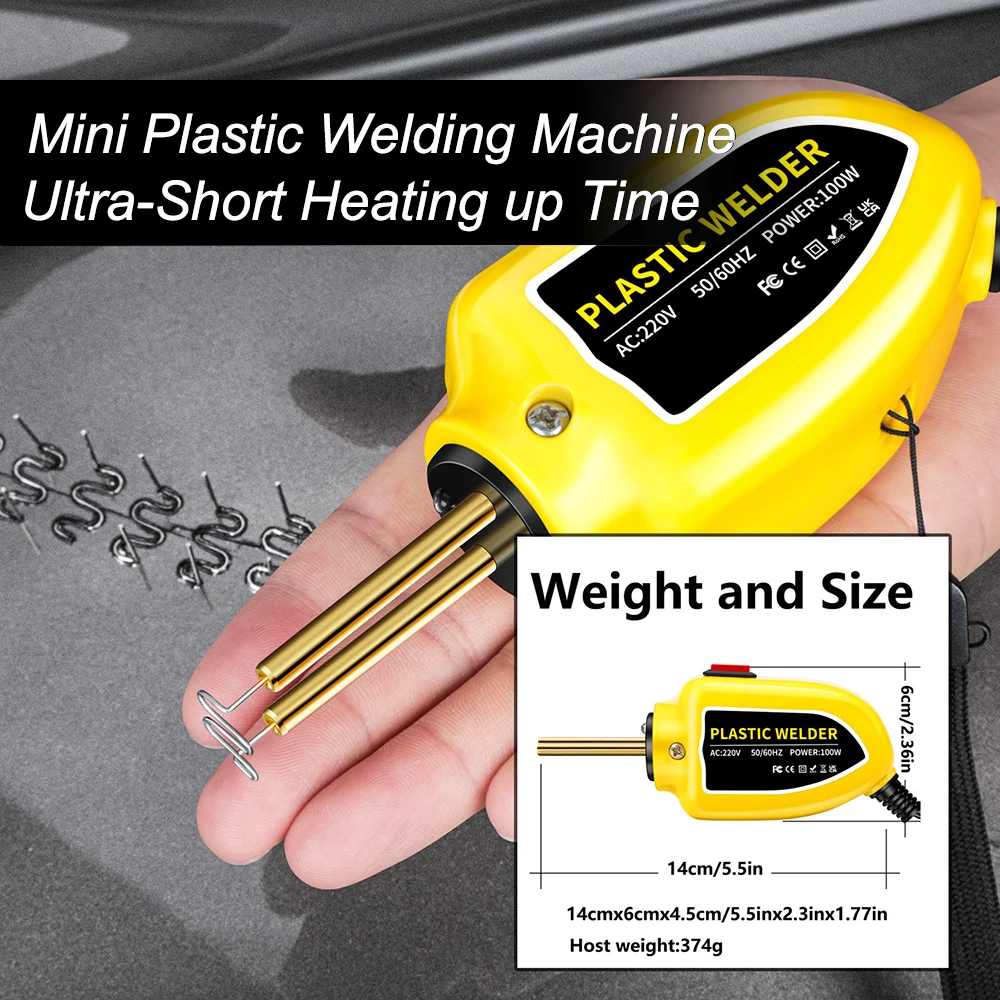 Portatile 100W riscaldamento rapido 500 ° c saldatrice di plastica riparazione paraurti auto pistola cucitrice di calore con 200 chiodi