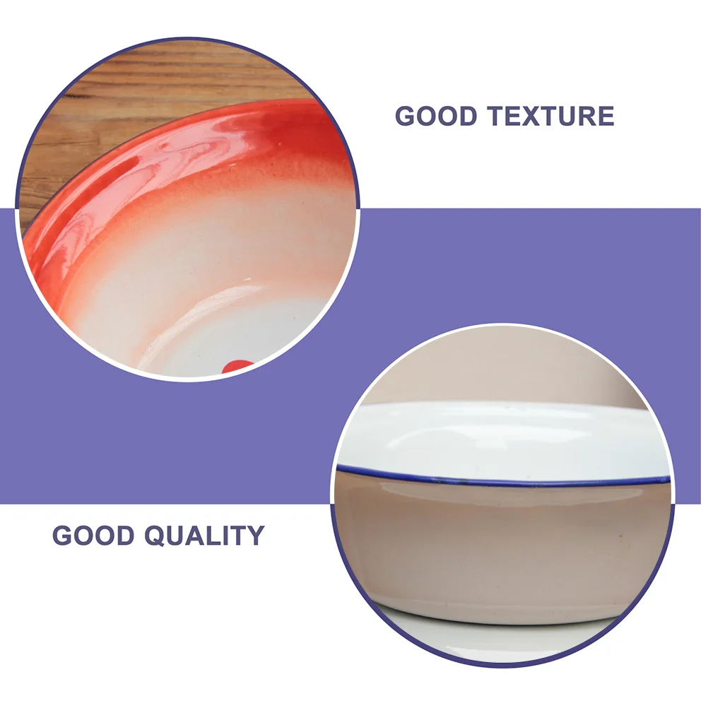 

2Pcs Vintage Enamel Basin Soup Bowl Multipurpose Thickened Storage Bowl Household Kitchen Mixing Dough Basin Kitchenware