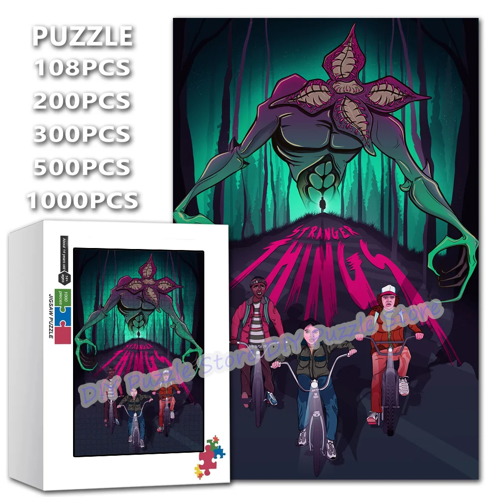 

Stranger Things Diy Assembled Puzzle Jigsaw 108/200/300/500/1000/1500Pcs Horror Tv Show Print Puzzles Stress Relief Toys Gifts
