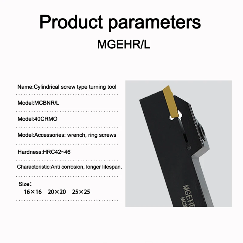 1PCS MGEHR/L1010/1212/1616/2020/2525 ผู้ถือเครื่องมือหมุนภายนอกสําหรับร่องคาร์ไบด์แทรก 10pcs MGMN200 MGMN300 MGMN400