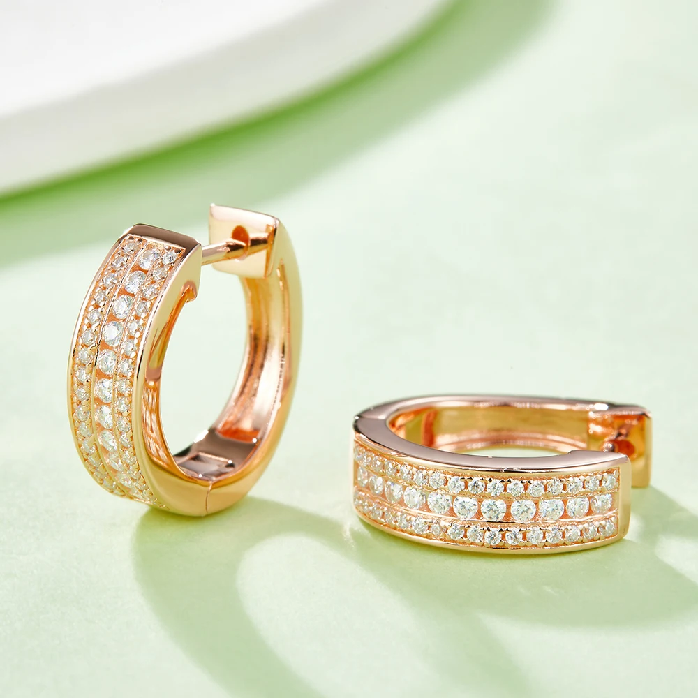 صغيرة كاملة D اللون مويسانيتي الماس S925 فضة جميلة صغيرة هوب أقراط للنساء الأذن الصغيرة العظام مجوهرات هدايا