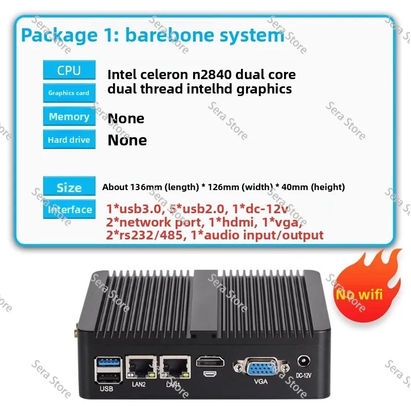Industrial control host dual network dual serial port high definition dual display fanless cooling embedded mini computer J4125