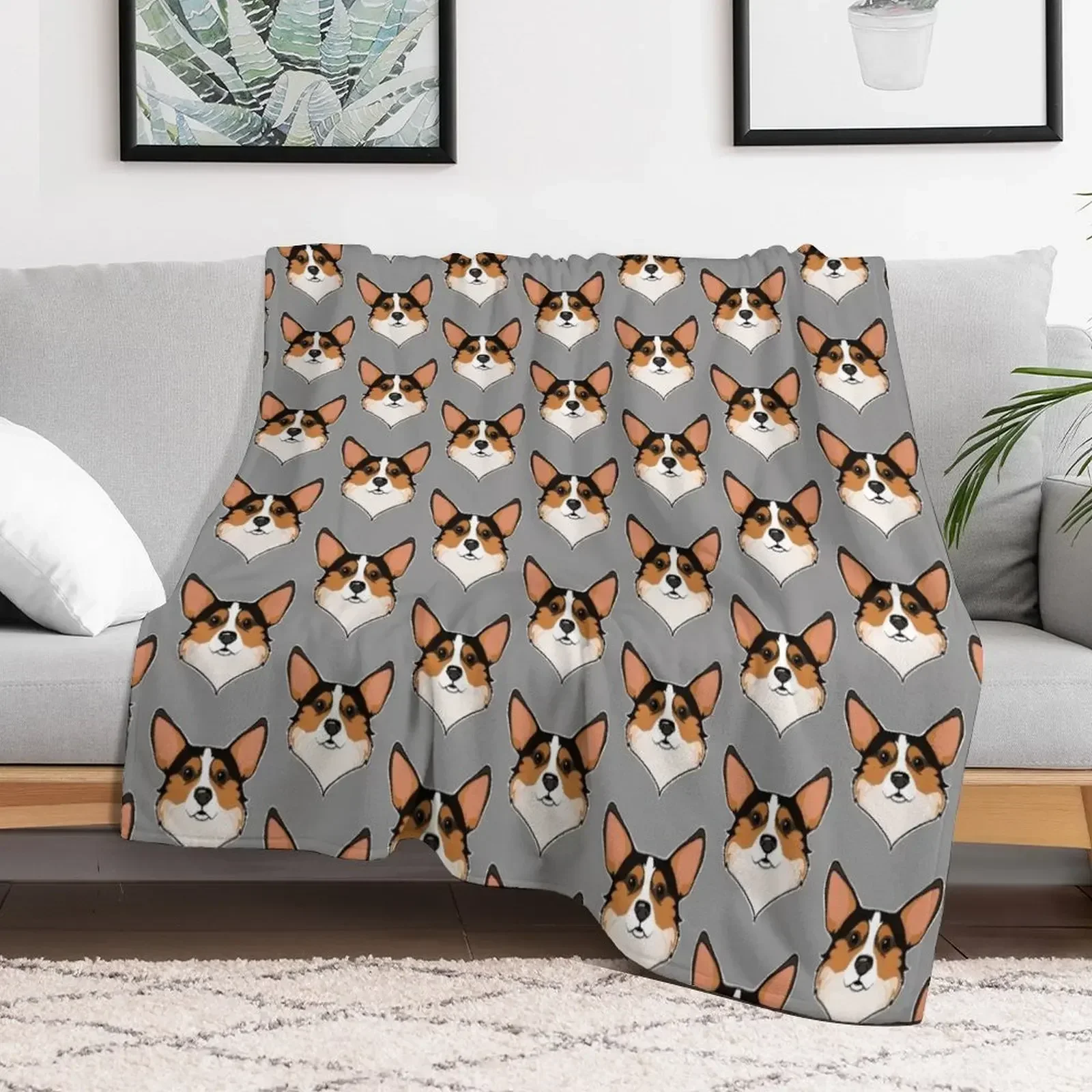 

Tri color Corgi Throw Blanket Quilt decorative Winter beds Blankets