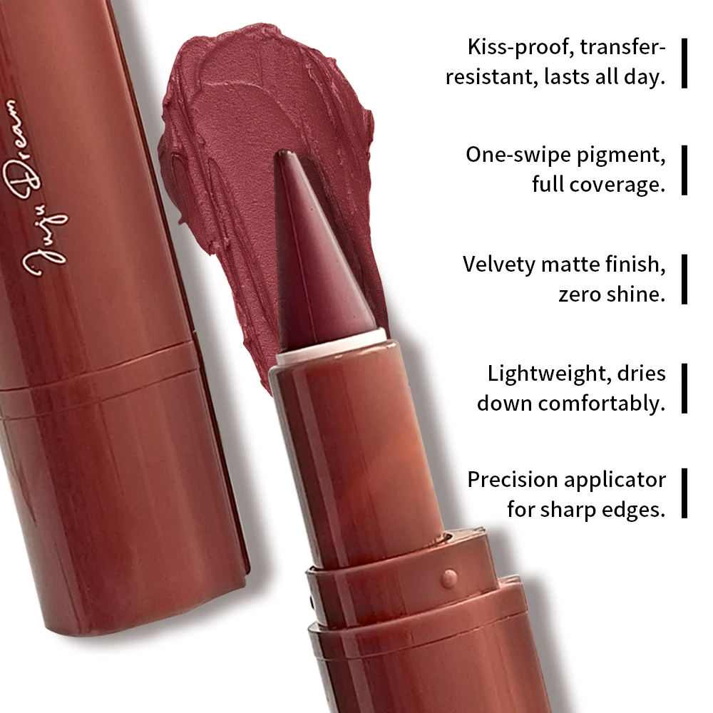 6-color conical gradient lip liner pen - matte black brown velvet lipstick, waterproof and non-greasy, blush and lip color pen,