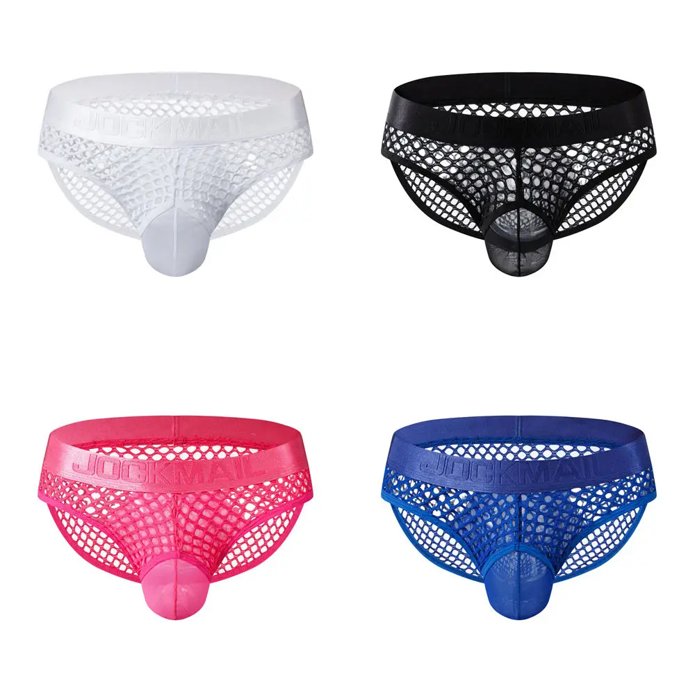 

Jockmail новые трусы Calzoncillos Hombre, прозрачные сетчатые мужские трусы, рыболовная сеть с низкой талией, сексуальное бикини Cueca Sissy Lenceria