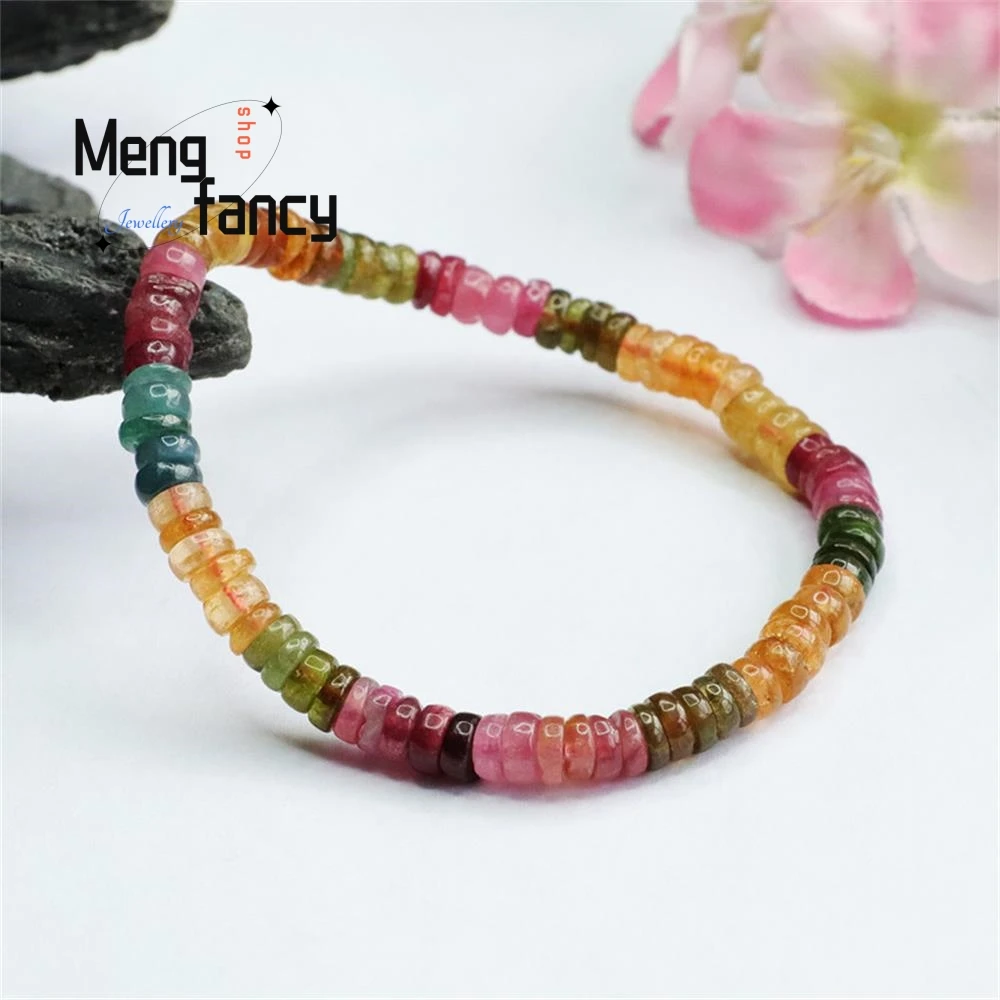 Natural Tourmaline Exquisite Elegant Simple High-grade Bracelet Rainbow Crystal Sexy Young Girls Popular Charm Fashion Jewellery