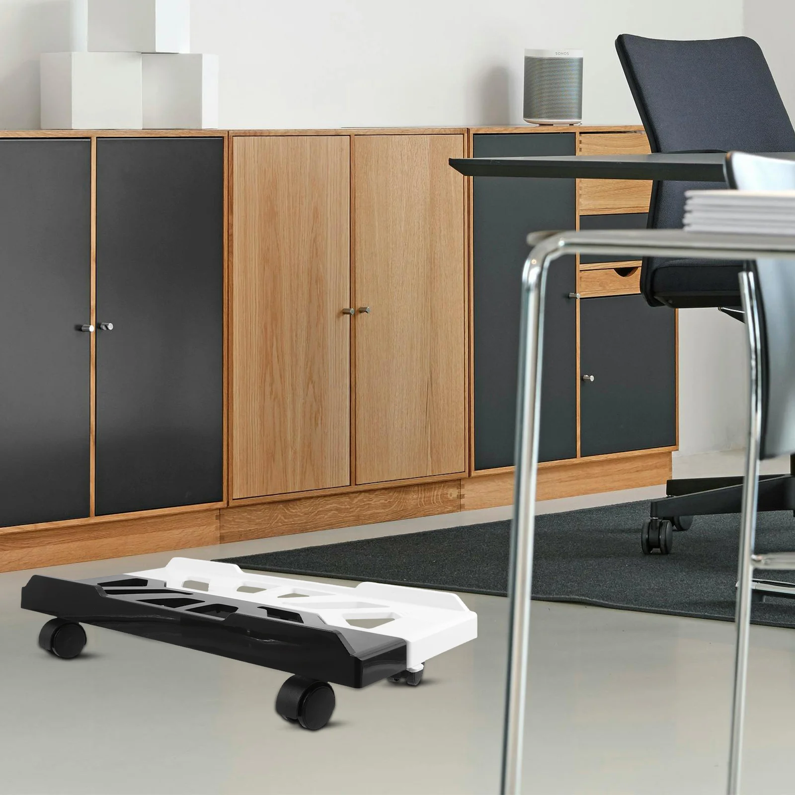 

Space-Saving Pc Floor Stand Extendable Computer Tower Cart with Wheels Multi-Functional Storage Adjustable CPU Holder for Home