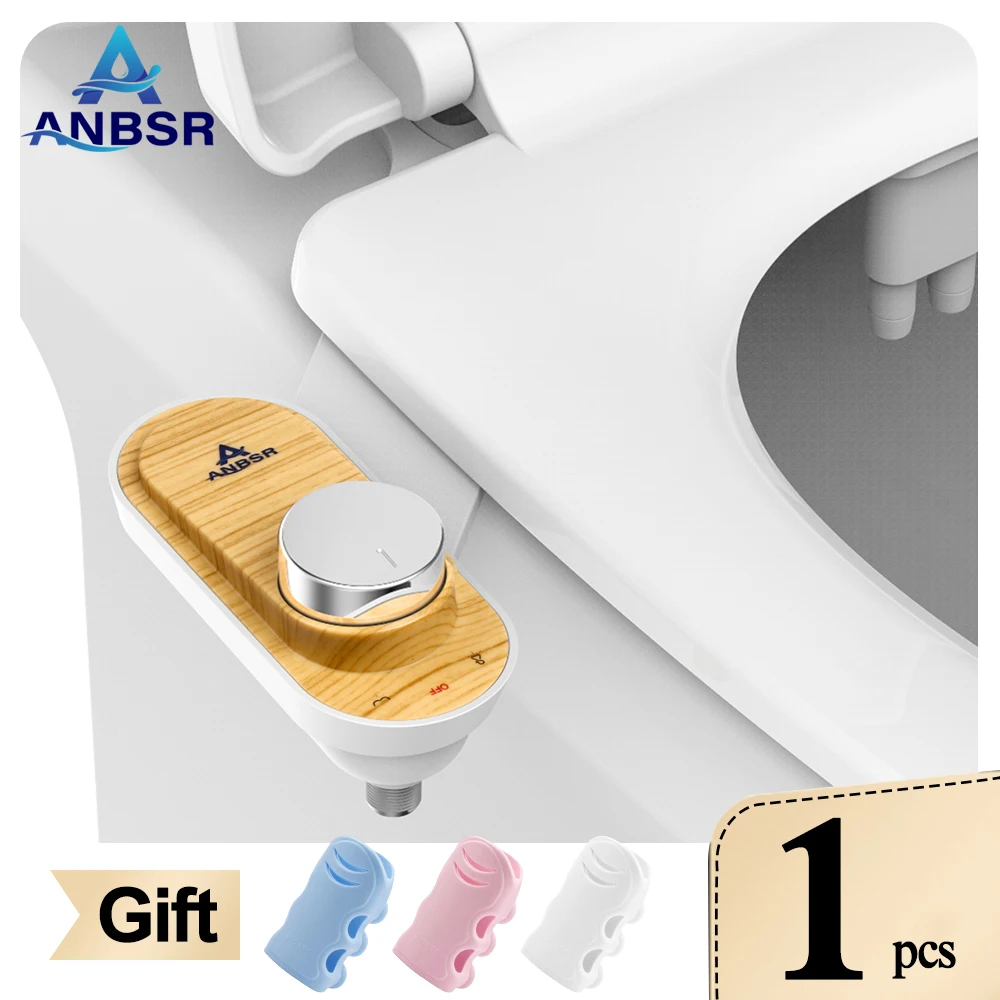 ANBSR Ultra-Slim Bidet Attachment With Non-Electric Dual Nozzle Adjustable Water Pressure Easy to Install