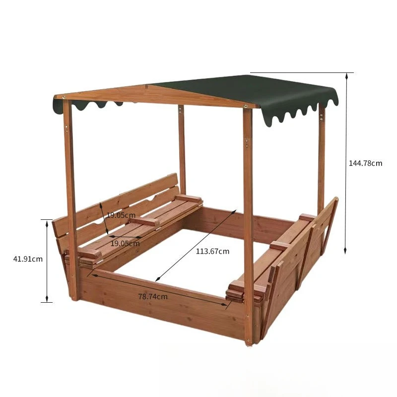 

Hot Selling High Quality Low Price Most Popular Large Wooden Sandbox with Cover for Outdoor Playground