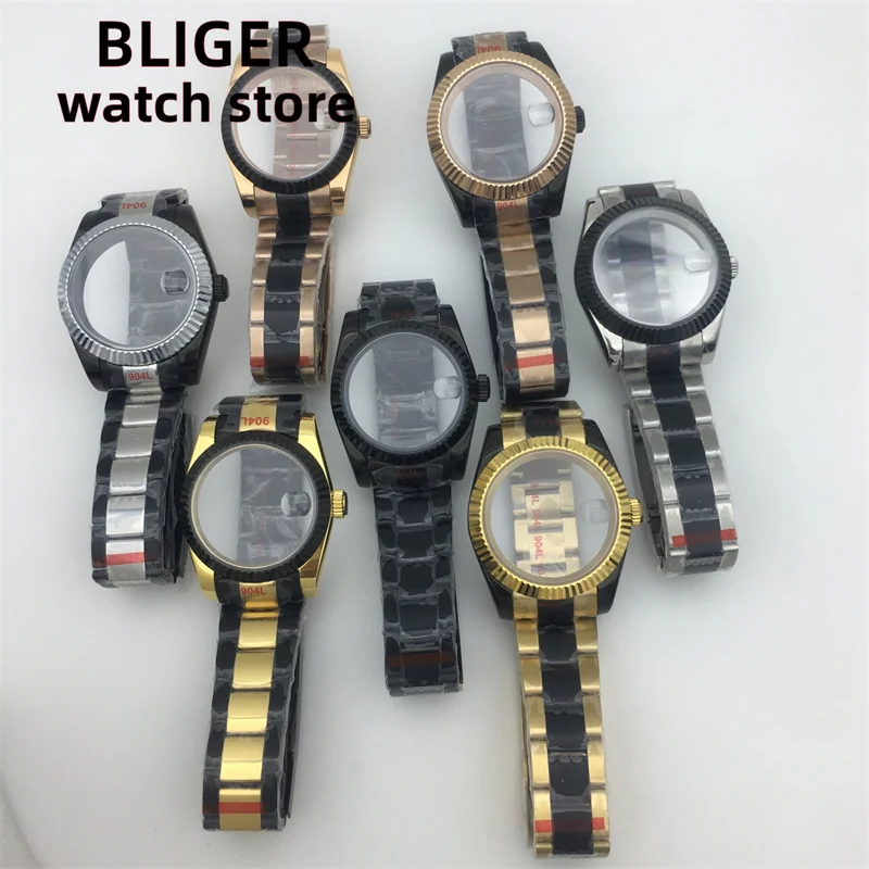 

BLIGER 36mm/39mm Stainless Steel Silver/Gold Black shell Sapphire Glass for NH35 NH36 Miyota DG2813 ETA2836 2824 PT5000 movement