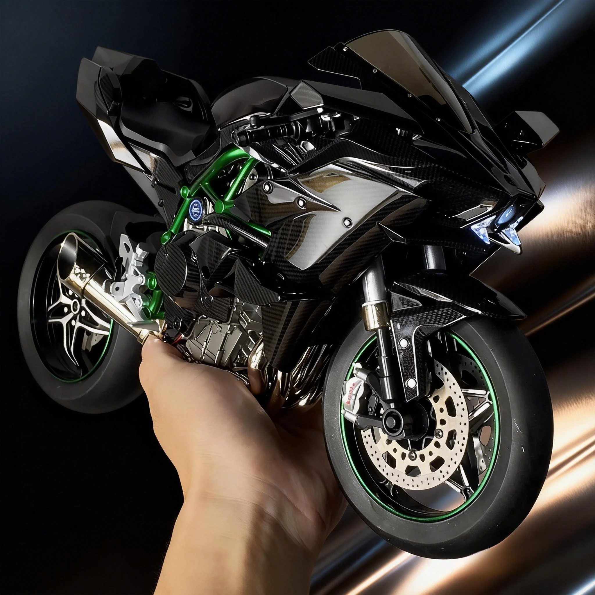 

For Kawasaki Ninja H2R 1:6 Diecast Motorcycle Model | Alloy with Ignition, Smoke & One-Button Start | Collector's Item