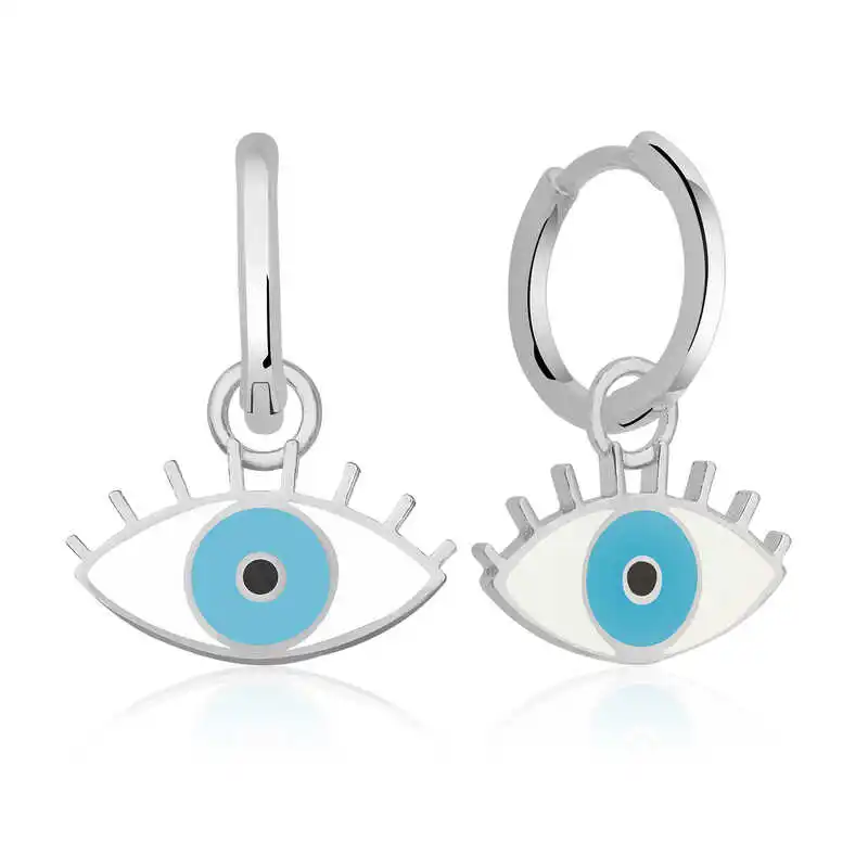 Silver Phosphor Blue Eye Earrings 925 Sterling Women for Jewelry Wedding Party Birthday Gift - Box - Fashion - Girl - Special Days