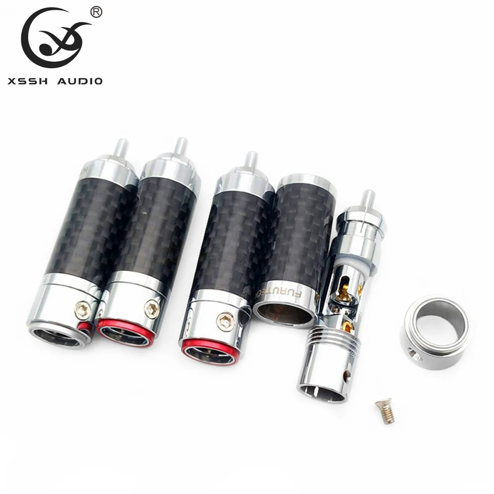 Rca xssh yivo 4個8個ハイエンドハイファイdiy 9ミリメートル黒炭素繊維ロジウムメッキ男性オーディオrcaプラグジャック用ケーブルコード