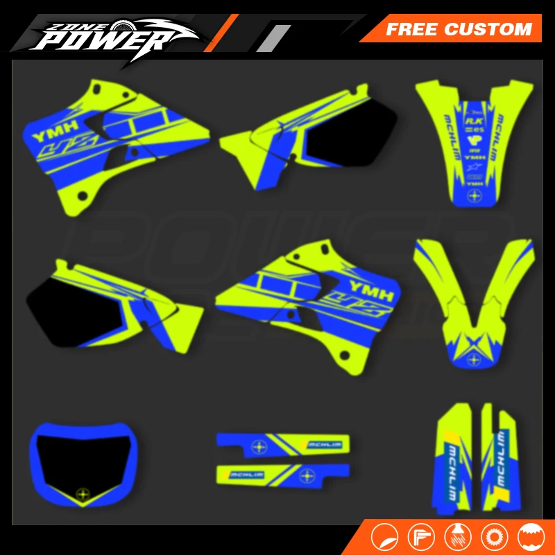 

Мотоциклетные графические наклейки Powerzone, наклейка для Yamaha YZ 125 250 1996-2001, комплекты, номер, имя на заказ 03