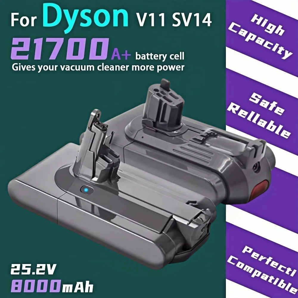 

25.2V 8.0Ah Li-ion Battery For Dyson SV14 SV15 Vacuum Cleaners Fluffy SV15 V11 Absolute Extra V11 Absolute V11 Animal 970145-02