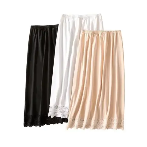 3 Lengths Basic Underskirt Modal Female Half Length Skirt Lace Slip Innerwear Short Skirt Women Half Slip Dress Long Petticoat