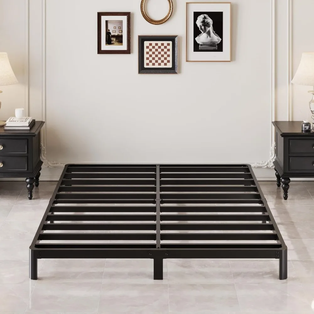

7 Inch Queen Bed Frame with Rounded Corner Legs, 2000 LBS Capacity Metal Slats Support for Queen Platform Bed
