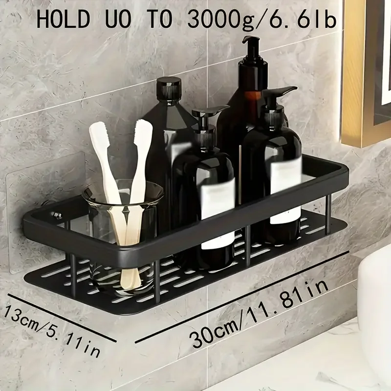 Shower Rack - rust proof 11.8-inch multifunctional storage rack, no punching shampoo and shower gel rack, bathroom debris rack