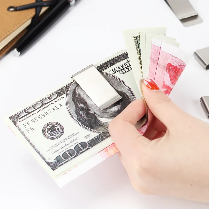 محفظة نقود نحاسية صلبة عتيقة للرجال ، حامل مشبك معدني لفاتورة النقود ، مجلد بطاقات الهوية الائتمانية ، محفظة صغيرة للرجال ، بسمك