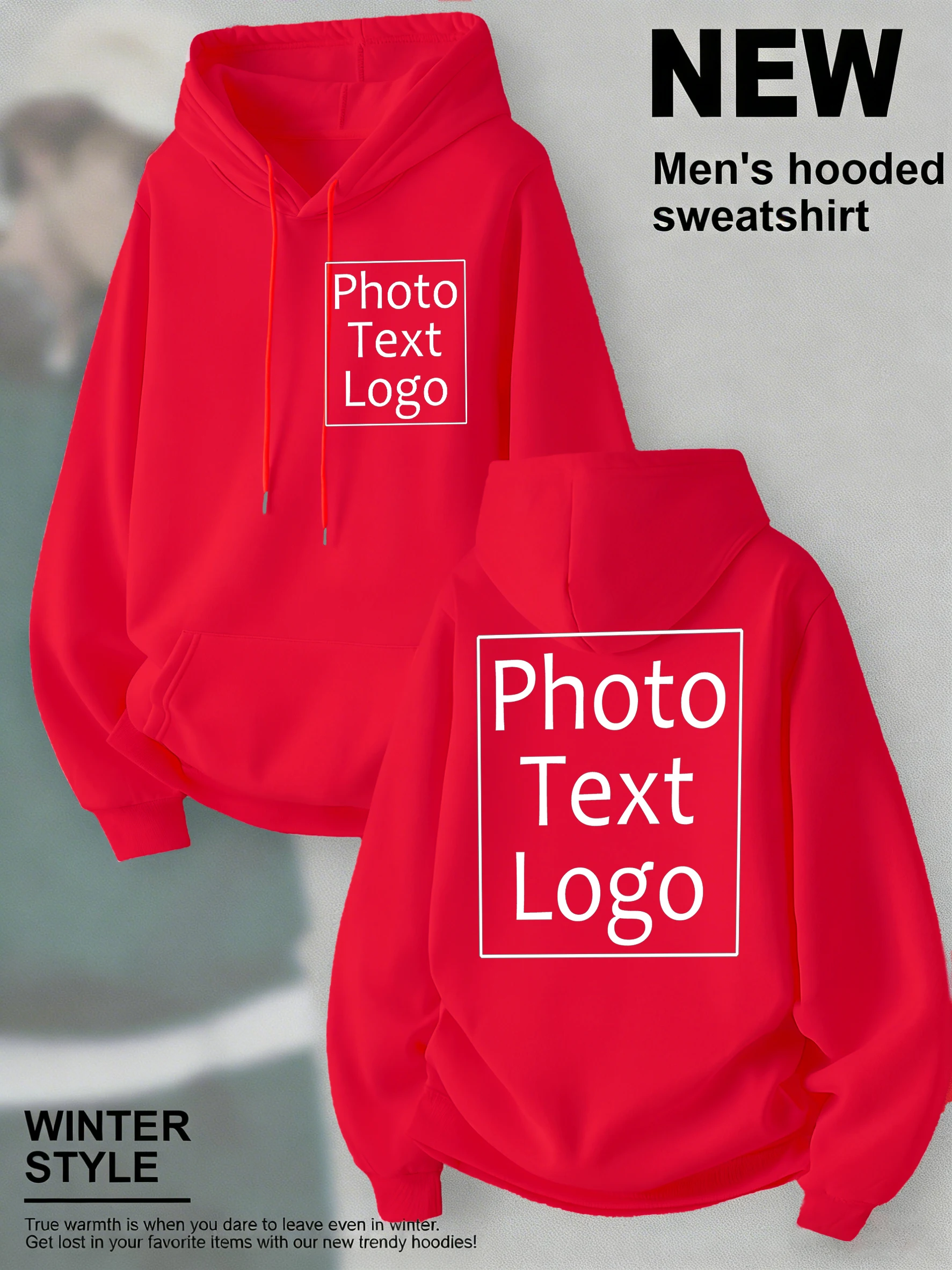Personalisierter, individuell gestalteter Herbst-Freizeit-Sport-Hoodie für Herren, Fleece-Team-Basic-Sweatshirts, Streetwear, Büro-Arbeitskleidung, kreative Kleidung – Detail 12