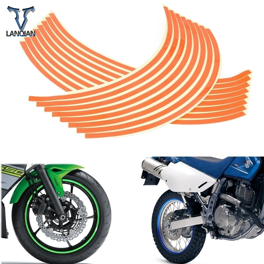 16 Strips 17inch/18inch wheel Motorcycle Wheel Tire Rim Stickers For SUZUKI HAYABUSA SFV650 GLADIUS SV1000/S TL1000R