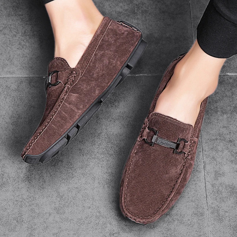 Suede Leather Penny Loafers Men Shoes Luxury Designer Slip-On Man Moccasins Boat Male Footwear Men Casual Shoes Men\'s Flats