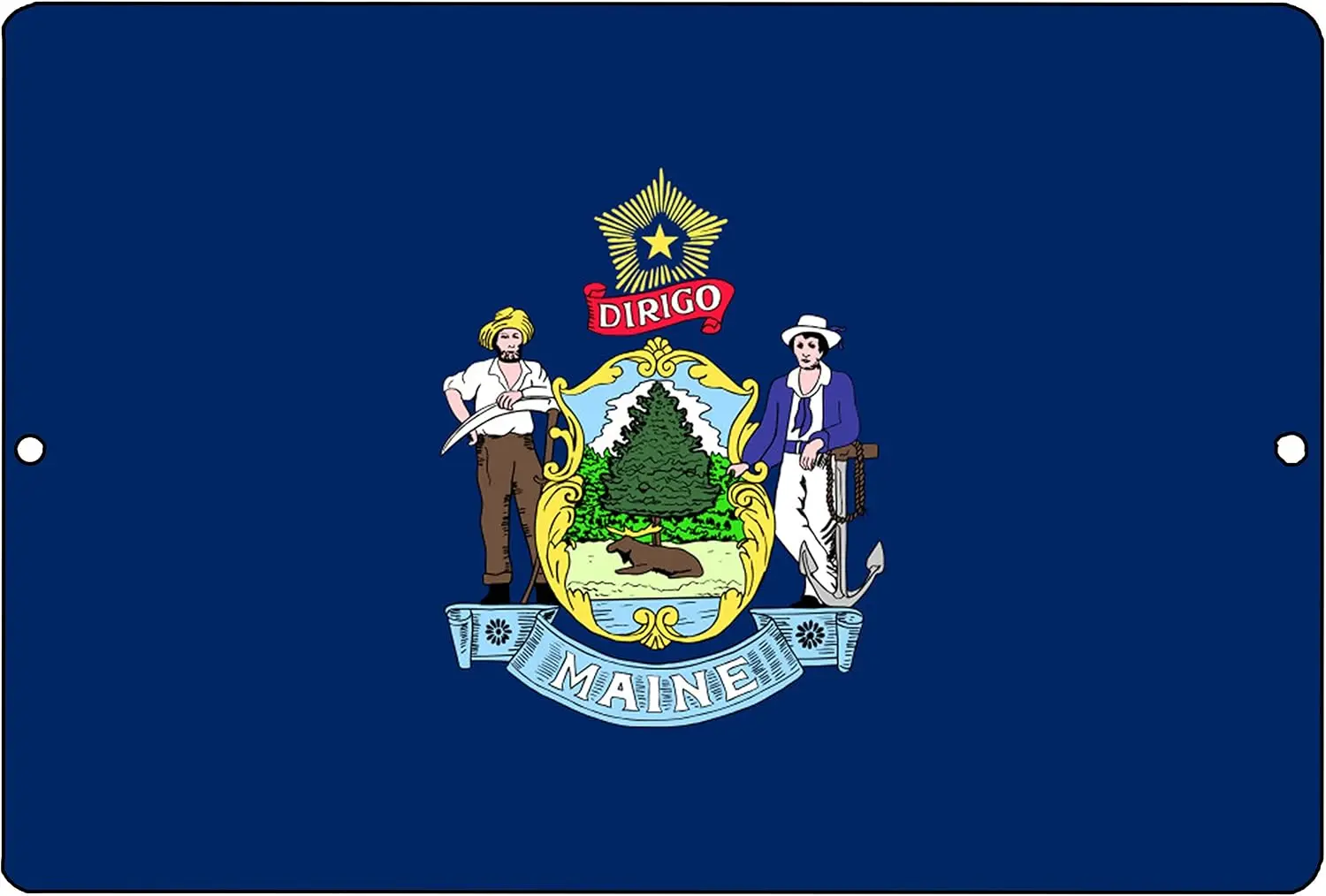 Rogue River Tactical Maine State Flag Metal Tin Sign Wall Decor Man Cave Bar ME