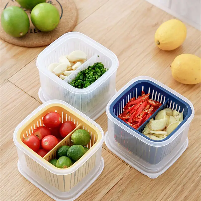 Onion Ginger Garlic Storage Box Convenient And Practical Onion Ginger Garlic Refrigerator Sealed Box Kitchen Bar Supplies Grid