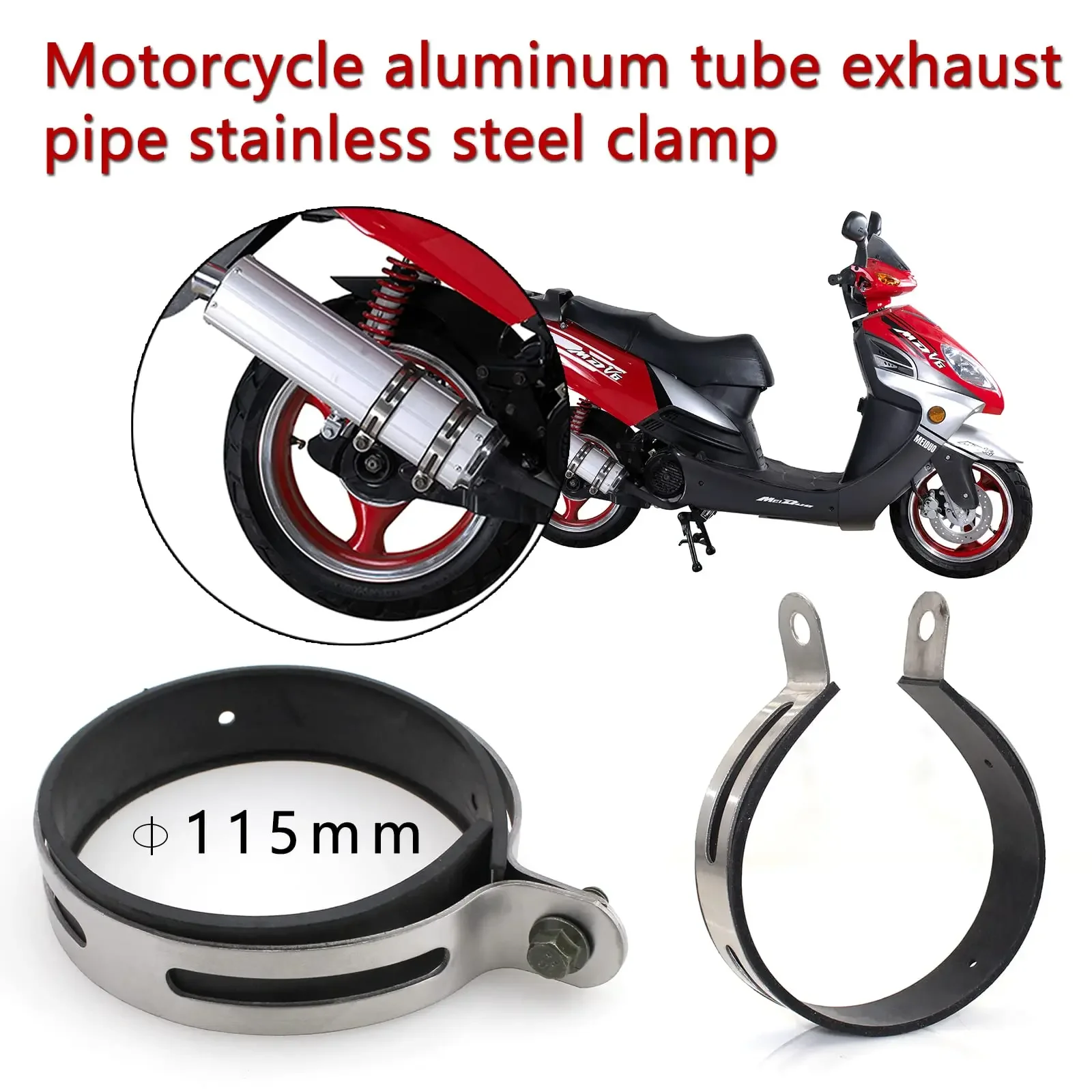 

Universal Motorcycle Exhaust Clamps in Stainless Steel Material,Exhaust Bracket Clip,1 Piece Exhaust Bracket Hanger for Most