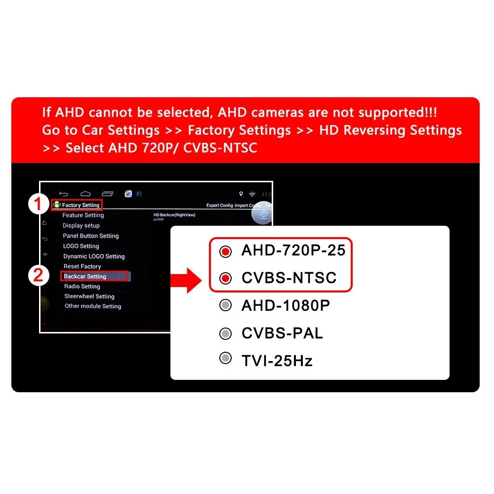720P AHD Car Backup Camera with Wide-Angle Fisheye Lens-Night Vision, Front/Rear/Side Monitoring, Easy Installation