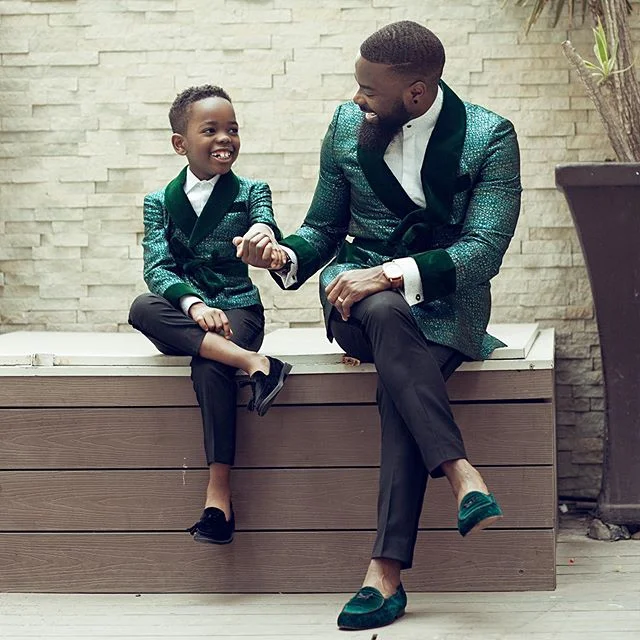 Trajes formales de lentejuelas verdes para niño, esmoquin de cena para niño pequeño, traje de noche para fiesta de boda, ropa de cumpleaños (chaqueta + pantalón)