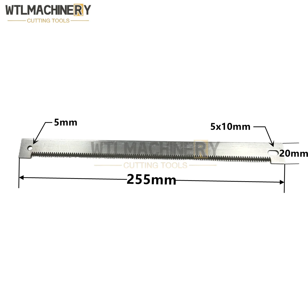 Vertical Embalagem Dente Lâmina Sacos De Chá De Aço Carbono Alto, Lâmina De Corte Buraco 5, 5x10mm, Faca Máquina De Embalagem, 255x20x2mm, 5Pcs