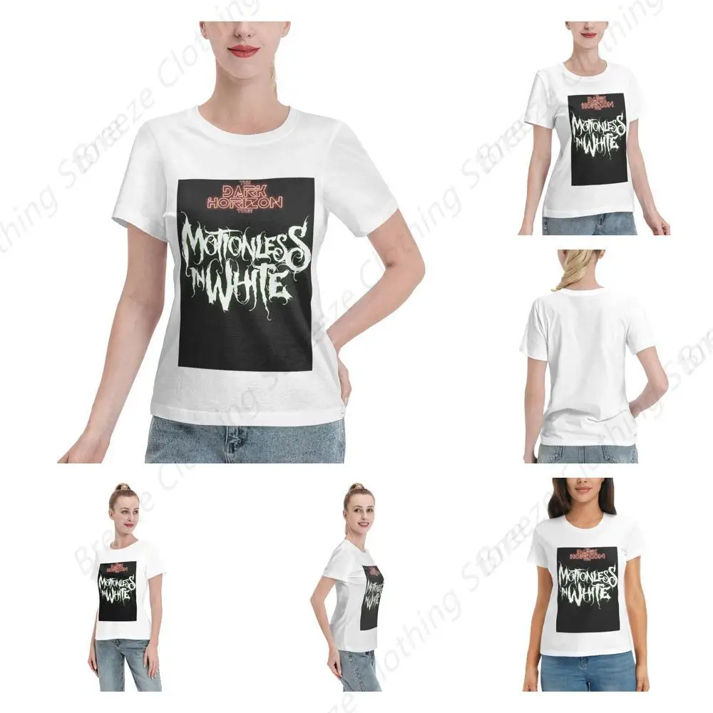 

Motionless Music in White Women's Short-Sleeved T-Shirt Fashion Loose Round Neck Cotton Short-Sleeved Shirt Sports T-Shirt