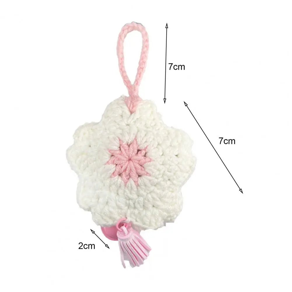 Car Hanging Flower Car Hanging Sakura Handmade Crochet Cherry Blossom Car Hanging with Bell Tassels Pink White Sakura for Car