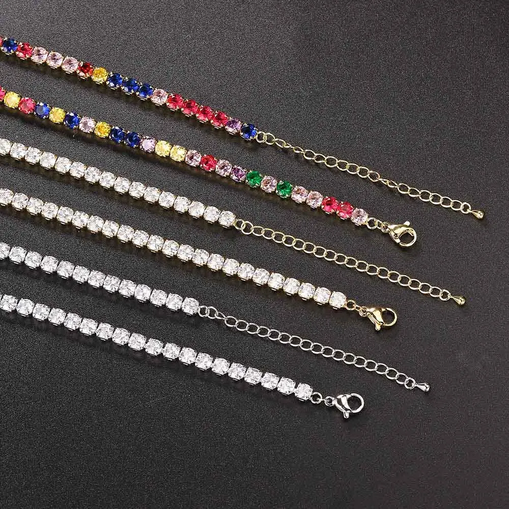 Tenis Choker Naszyjniki Kobiety HipHop Iced Out AAA + Cyrkonia Złoty Łańcuch Kobieca Biżuteria na Szyję Kryształ OHN099 — zdjęcie 7