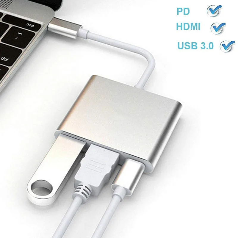 Conversor de cabo adaptador USB-c para apple, multiport av digital, hdmi e usb, novo fw3